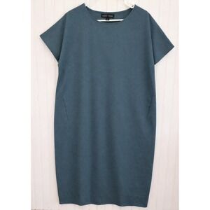 Eileen Fisher Delave Dark Green Dress Large Lagenlook